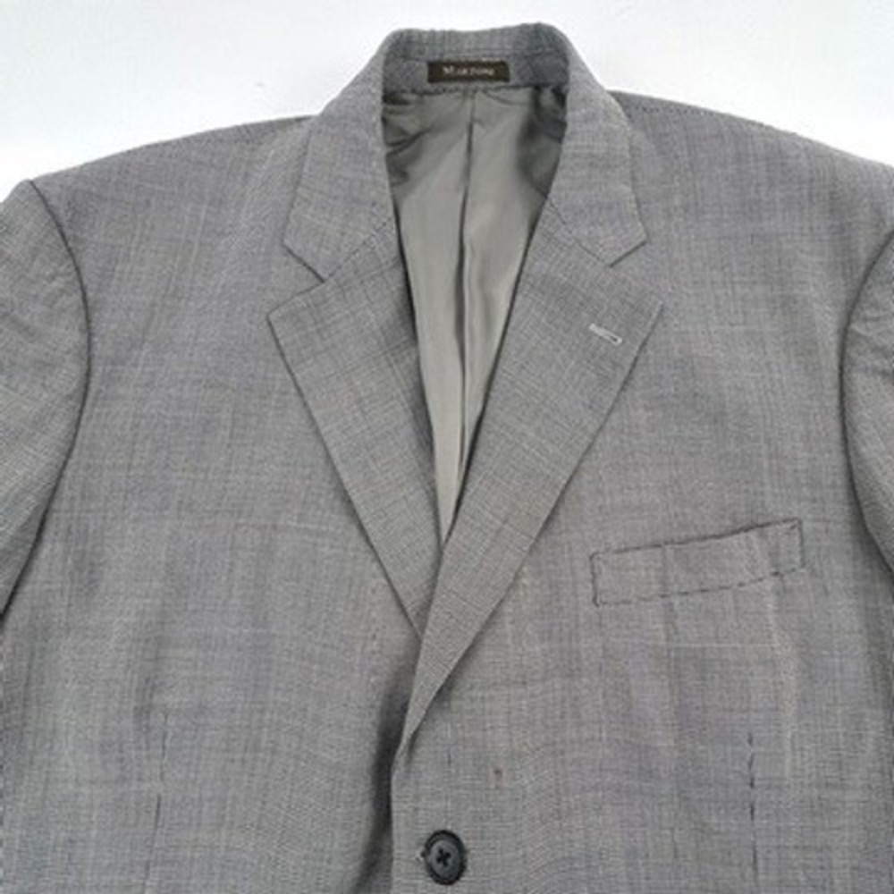 Marzoni Mens Blazer 48R Gray Plaid Lanificio di Marzoni Wool Silk Blend 3 Button - Picture 4 of 15